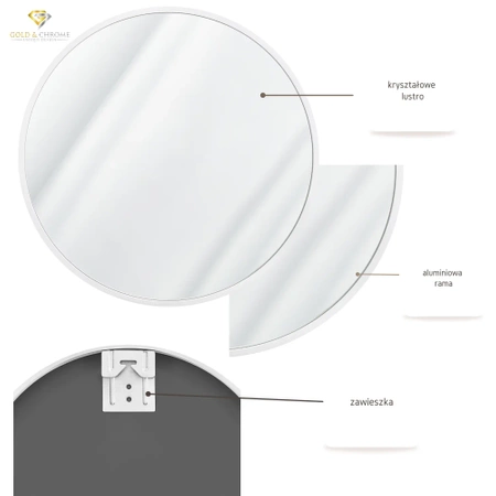 Round mirror in a white frame 70cm
