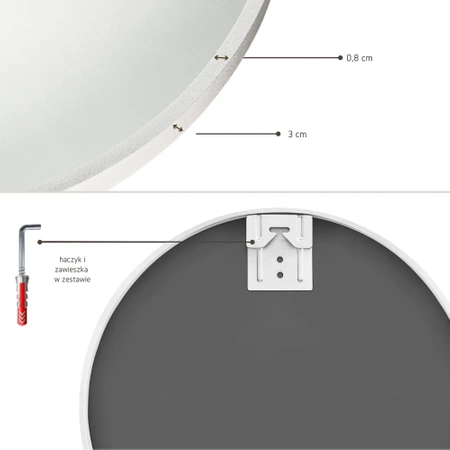 Lustro okrągłe w ramie białe 120cm