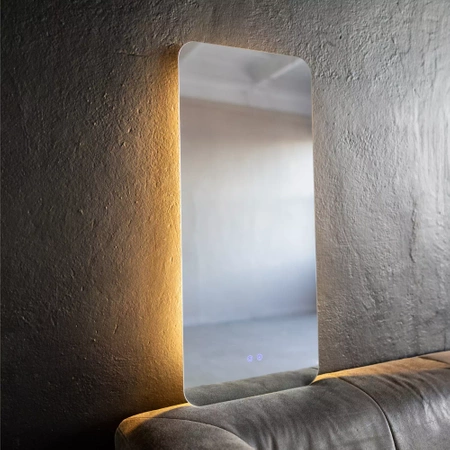 LED illuminated rectangular mirror 65x45cm three touch colors
