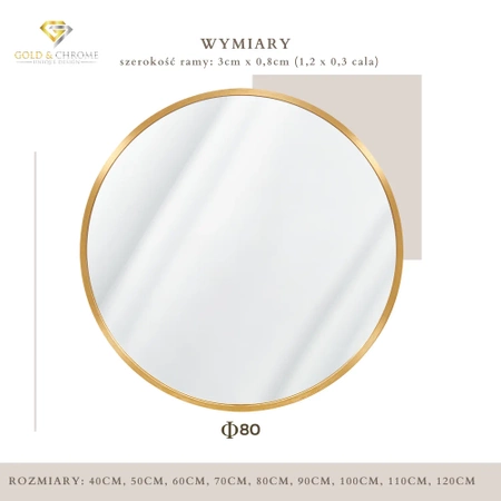 Lustro okrągłe w ramie złote 80cm