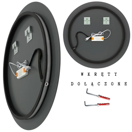 Illuminated round LED mirror 60cm three colors with motion sensor