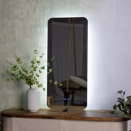 LED illuminated rectangular mirror 65x45cm three touch colors