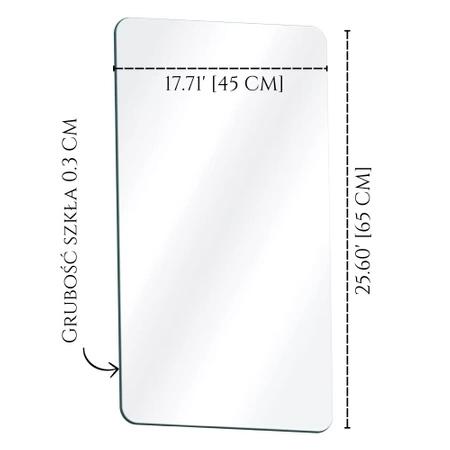 Illuminated rectangular LED mirror 65x45cm, three colors with a motion sensor