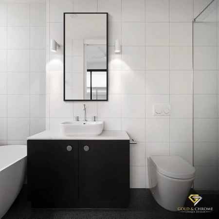 Rectangular mirror in a black frame 130x40cm